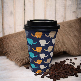 Vasos De Papel Personalizado de elefantes multicolor