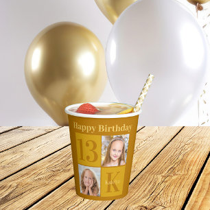Vasos De Papel Personalizado de fotografía de moda Gold Fiesta de