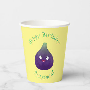 Vasos De Papel Personalizado de fruta púrpura feliz