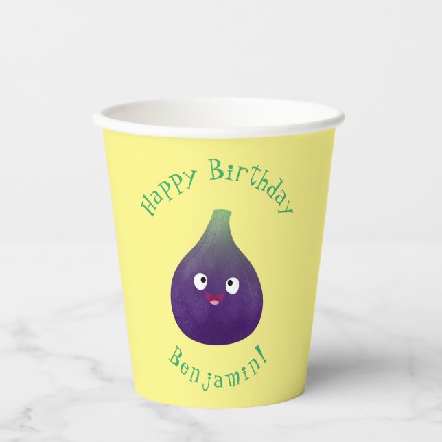 Vasos De Papel Personalizado de fruta púrpura feliz (Anverso)