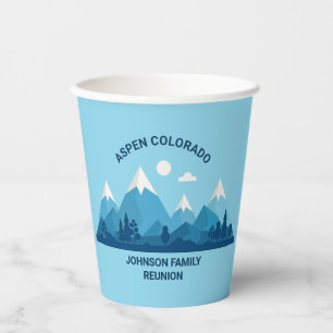 Vasos De Papel Personalizado de invierno Fiesta de Reunión Blue