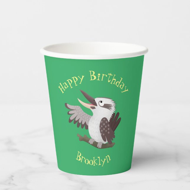 Vasos De Papel Personalizado de kookaburra gracioso (Anverso)