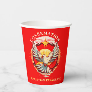 Vasos De Papel Personalizado de la paloma blanca rojo de la confi