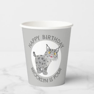 Vasos De Papel Personalizado de lince bobcat personalizado cumple