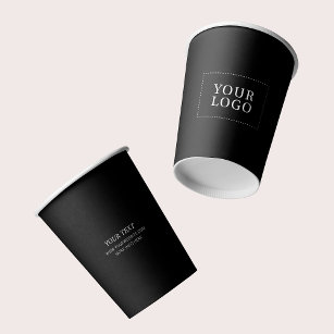 Vasos De Papel Personalizado de logotipo comercial mínimo simple 