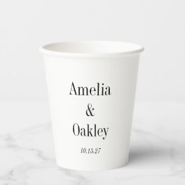 Vasos De Papel Personalizado de matrimonio elegante blanco básico