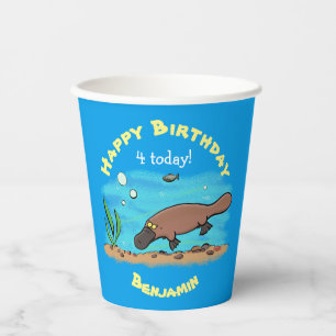 Vasos De Papel Personalizado de natación de Platypus Cute