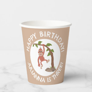 Vasos De Papel Personalizado de orangután bebé lindo personalizad