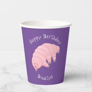 Vasos De Papel Personalizado de oso de agua tardígrado rosa y sua
