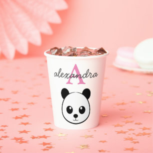 Vasos De Papel Personalizado de oso panda lindo Monograma