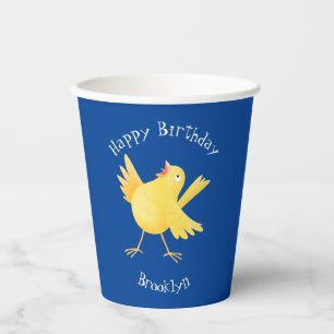 Vasos De Papel Personalizado de pájaro canario amarillo cantando