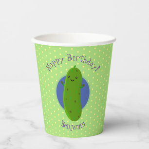 Vasos De Papel Personalizado de pepino verde suave ilustracion