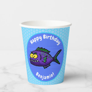 Vasos De Papel Personalizado de pescado piraña
