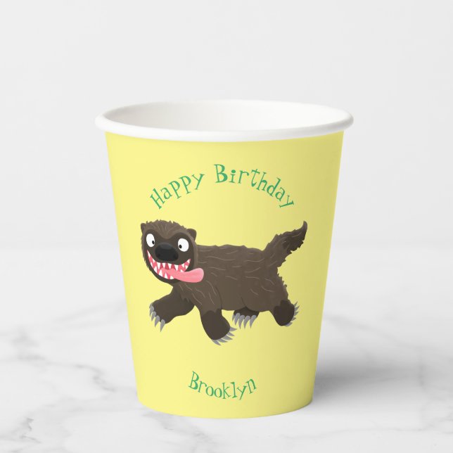 Vasos De Papel Personalizado de un animal lobverino hambriento (Anverso)