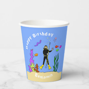 Vasos De Papel Personalizado de vida marina de buceo Scuba
