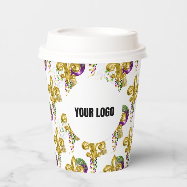 Vasos De Papel Personalizado del Festival Mardi Gras Lily Cubre O (Anverso)
