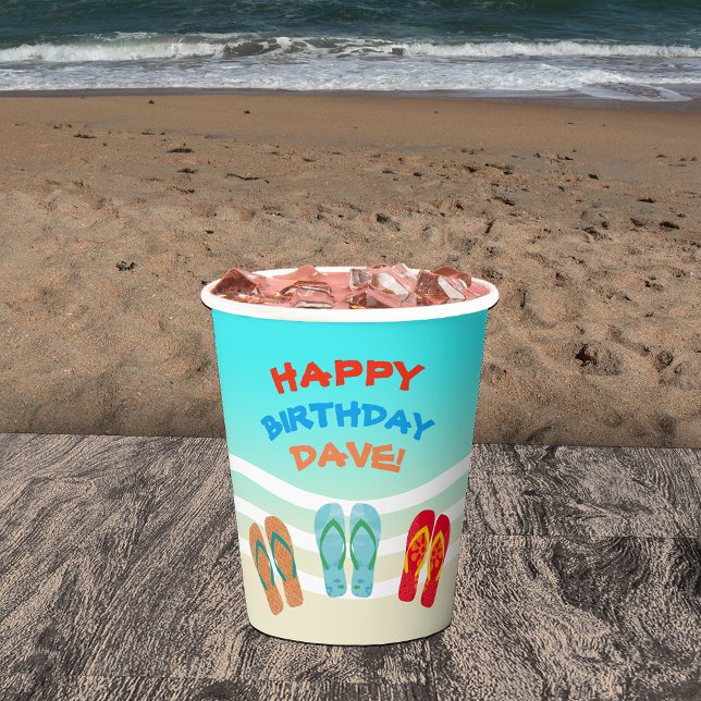 Vasos De Papel Personalizado del Fiesta de Birthday Beach (Subido por el creador)
