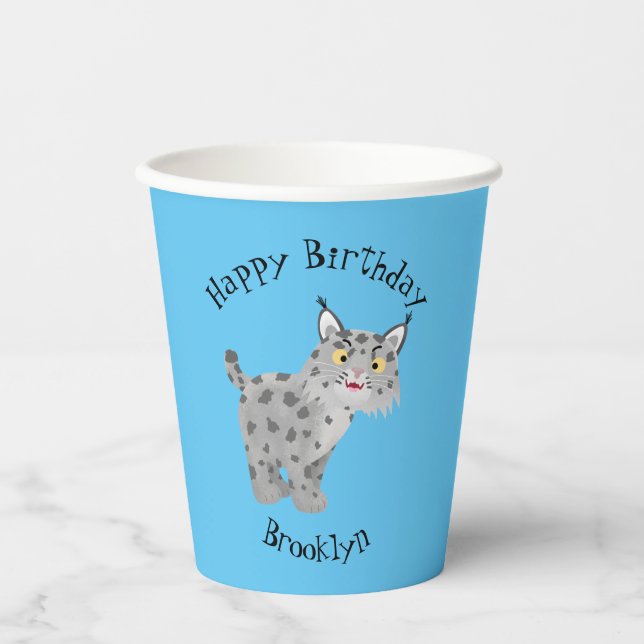 Vasos De Papel Personalizado del lince del bobcat medio (Anverso)
