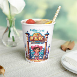 Vasos De Papel Personalizado del primer rodeo de cumpleaños de Co