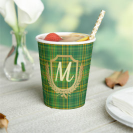 Vasos De Papel Personalizado del tartán verde rico (plaid)