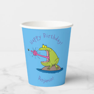 Vasos De Papel Personalizado divertida de rana y mosca