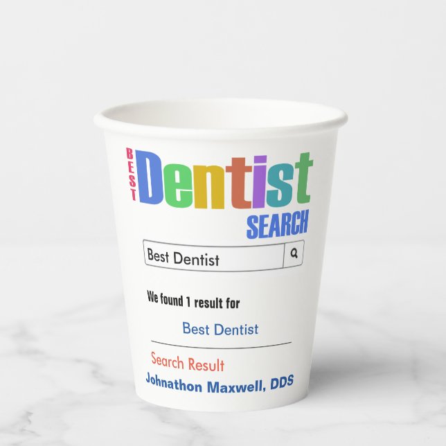 Vasos De Papel Personalizado divertida mejor dentista (Anverso)