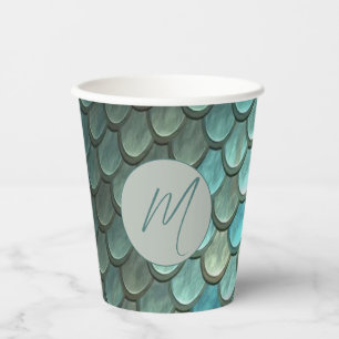 Vasos De Papel Personalizado escalas azules iniciales texturizada