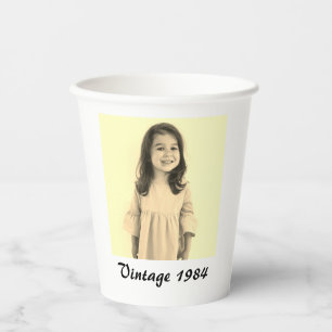 Vasos De Papel Personalizado Face Birday Vintage Crear su propio