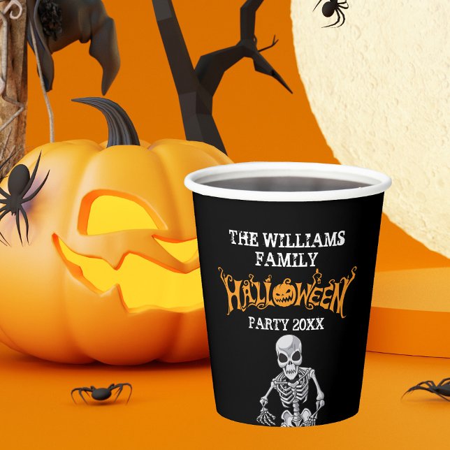 Vasos De Papel Personalizado Familia Halloween Fiesta anual Skele (Subido por el creador)