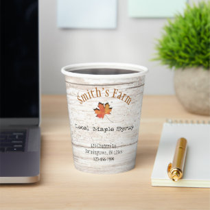 Vasos De Papel Personalizado Faux Leaf Cutout Maple Syrup