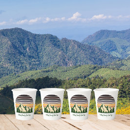 Vasos De Papel Personalizado Fiesta de la Montaña Verde