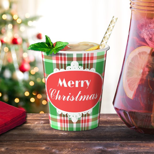Vasos De Papel Personalizado Fiesta de Navidades blancos verdes r (Subido por el creador)