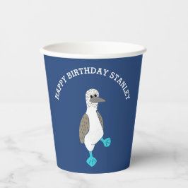 Vasos De Papel Personalizado Fiesta de pájaro con pies azules