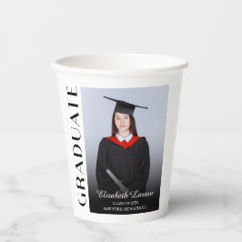 Vasos De Papel Personalizado Foto Moderno Elegante Graduación Sen