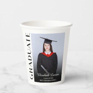 Vasos De Papel Personalizado Foto Moderno Elegante Graduación Sen