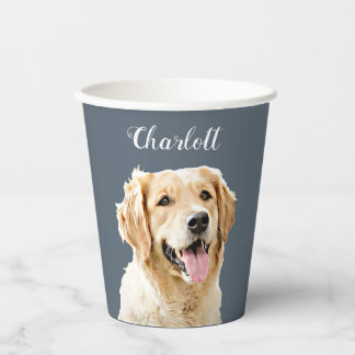 Vasos De Papel Personalizado Golden Retriever Dog Personalizado D