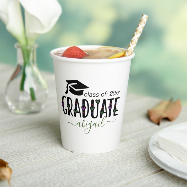 Vasos De Papel Personalizado Graduación moderna clase de año de (in situ)