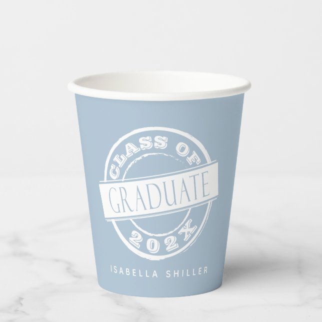 Vasos De Papel Personalizado Graduado azul turbio y moderno (Anverso)