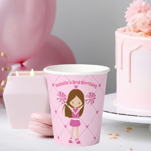 Vasos De Papel Personalizado lindo animadores Chicas cumpleaños r