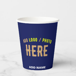 VASOS DE PAPEL PERSONALIZADO MODERNO ELEGANTE NAVY AZUL VERIFICAD