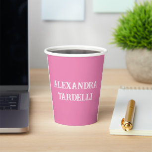 Vasos De Papel Personalizado moderno rosa minimalista profesional