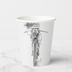 Vasos De Papel Personalizado Motocicleta Sketch Biker Rider