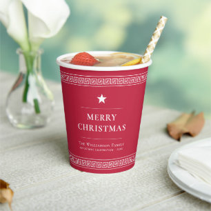 Vasos De Papel Personalizado Nombre Familia Elegante Navidades Ro