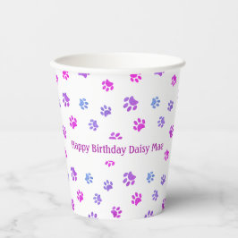 Vasos De Papel Personalizado Pink Purple Paw Imprime fiesta de cu