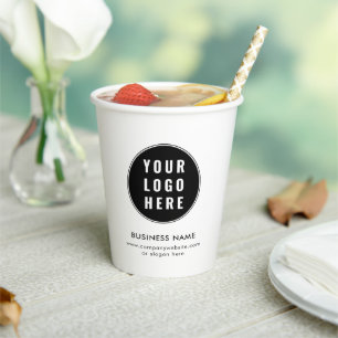 Vasos De Papel Personalizado promocional Minimalista con logotipo