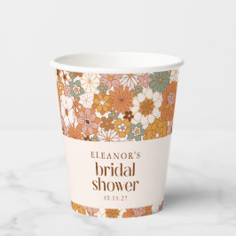 Vasos De Papel Personalizado Retro Terracotta Boho Floral Bridal