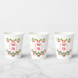 Vasos De Papel Personalizado Strawberry Monogrammed