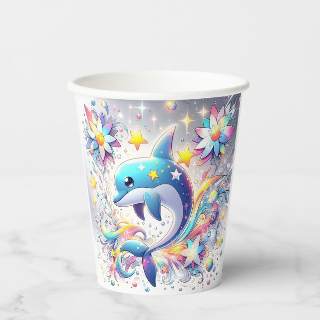 Vasos De Papel Personalizado Sweet Dolphin Baby Shower (Anverso)