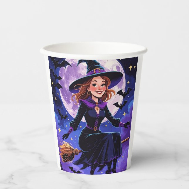 Vasos De Papel Personalizado Sweet Witch Tema (Anverso)