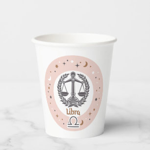 Vasos De Papel Personalizado Texto Zodiac Rótulo Libra